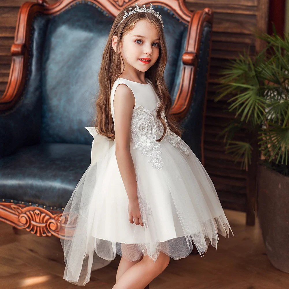 Нарядное платье для девочек 5 лет, Новое Стильное кружевное платье принцессы для маленьких детей, нарядное свадебное платье торжественное праздничное платье для девочек, детское платье-пачка