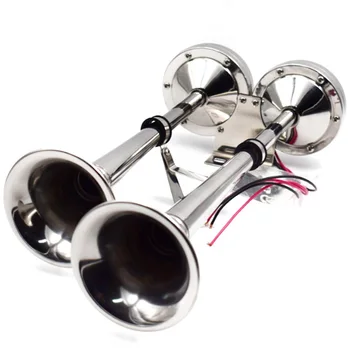 

Marine Dual Trumpet Horn Boat Stainless Steel Electric Horn 18-1/2 Inch 12V Double/Two Tube Horn Flute Horn AFI