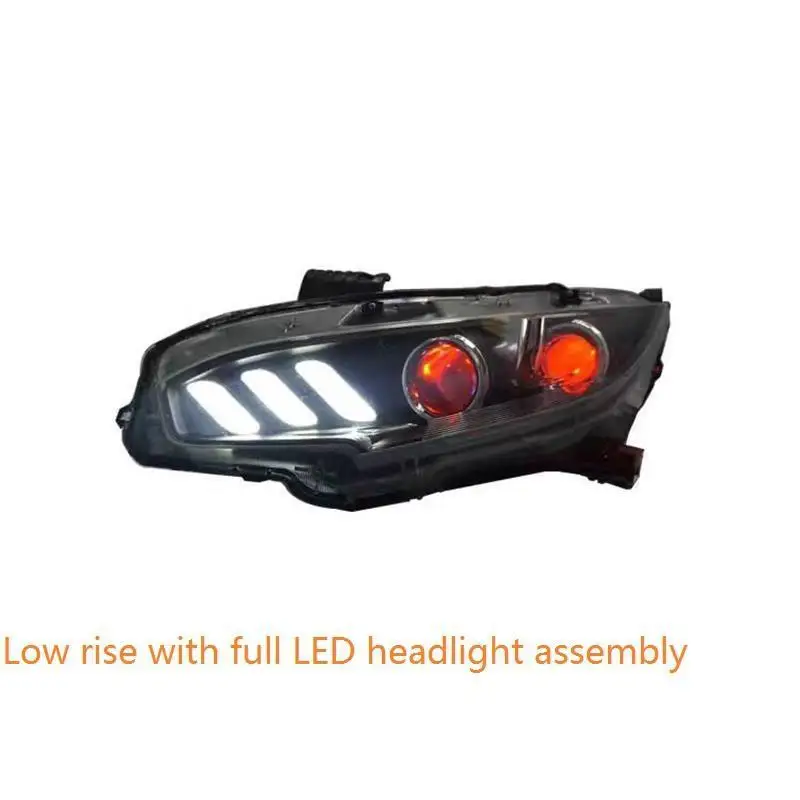 MODEL F Дневные ходовые автомобильные боковые поворотники Cob Led Drl фары передние противотуманные задние Автомобильные фары в сборе 16 17 для Honda Civic - Цвет: MODEL F