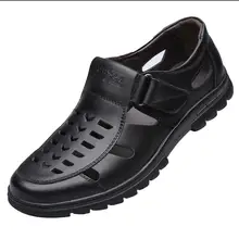 Модельные мужские летние сандалии в деловом стиле; очень уверенные высококачественные мужские кожаные туфли; коллекция года; Самые популярные мужские сандалии; sandalias hombre