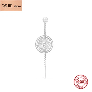 

Fashion Charm Sterling Silver Original 1:1 Copy,Single Silver Healing Earring With Chain Luxury Jewelry Gift For Female