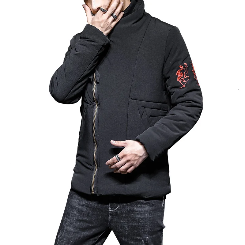 Уличная одежда с хлопковой подкладкой Winterjas Heren Casaco Masculino китайский хип-хоп куртка-бомбер на молнии с вышивкой пальто