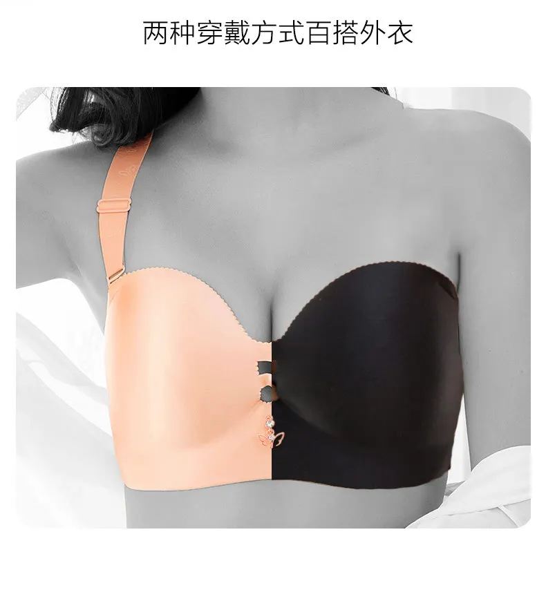 Sutiã sem Costura para Mulher Vestido de Casamento sem Fio d e Cup Mais Tamanho Sexy Lingerie Push up Sutiã c Bralette Roupa Interior Insivible 5 Pijamas e Moda Íntima