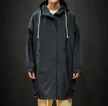 Fall 2021 new loose Japanese mid-length hooded windbreaker men's large size solid color slim Korean jacket jacket