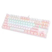  K100 87 Keys USB Backlight Green Shaft Office Home Gaming Mechanical Keyboard 