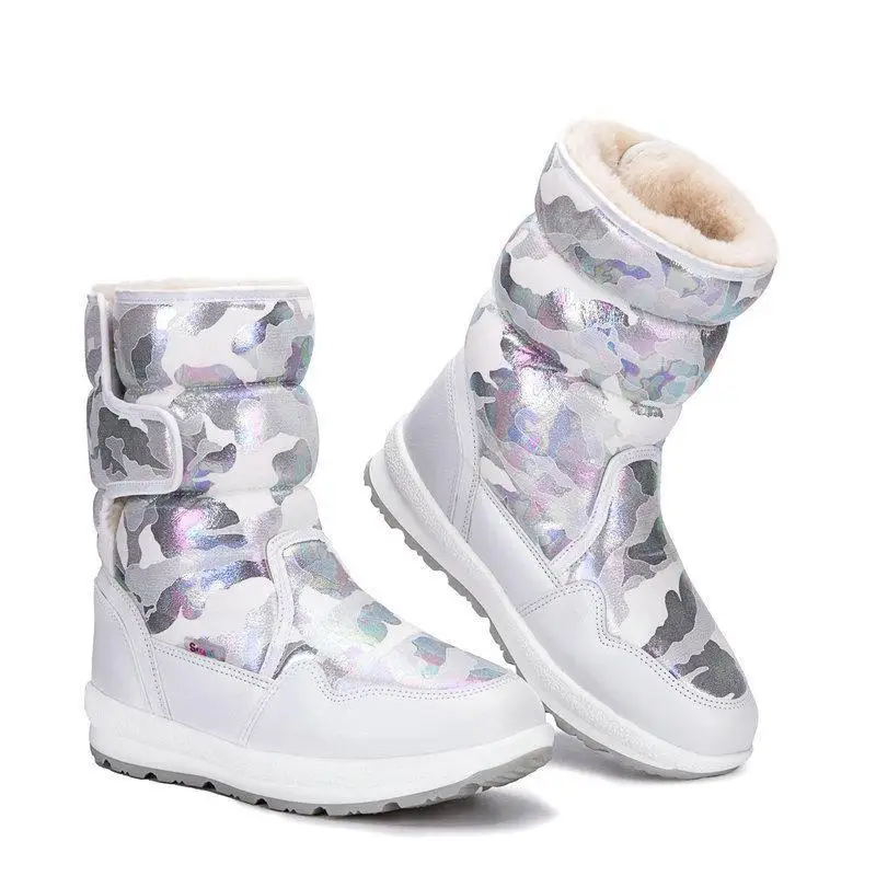 Лидер продаж года; детские зимние ботинки для девочек; модные плюшевые теплые ботинки для девочек; уличные спортивные ботинки для родителей и детей; детские ботинки для катания на лыжах - Цвет: White
