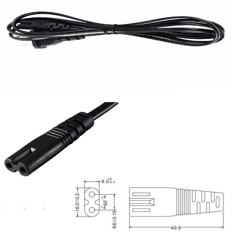 AC EU US UK plug power cord black 8-tail power cabl for computer electrical game consoles Fish tank aquarium power cable images - 6