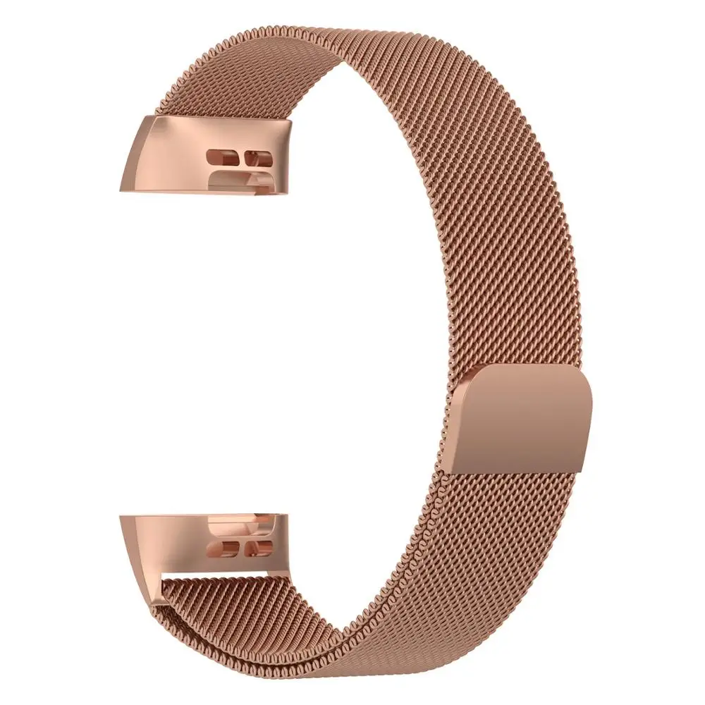 Для Fitbit Charge 3 Смарт Браслет ремешок Миланская нержавеющая сталь Ремешок L/S красочный металлический ремешок на руку для Fitbit Charge 3 - Цвет: rose gold