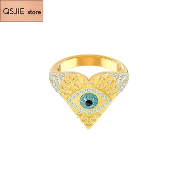 

QSJIE High quality SWA fashion gold heart demon eye ring