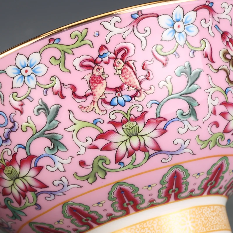 Enamel Porcelain Bowl Painted Gold Eight Treasure Pattern Bowl Qianlong