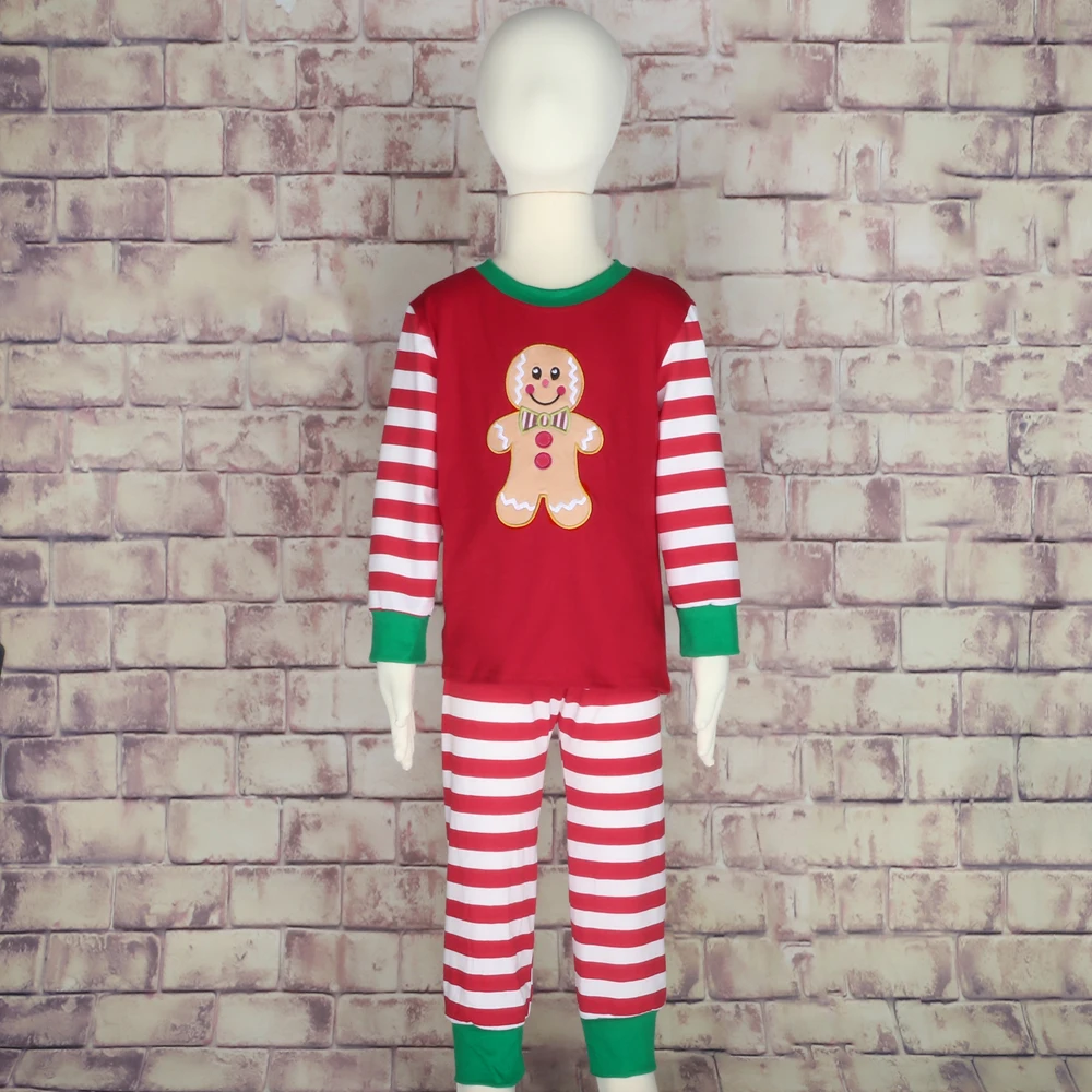 

Conice nini 2019 New Arrival Baby Clothes Red Stripe Gingerbread Man Boy Pajamas2BK907-230