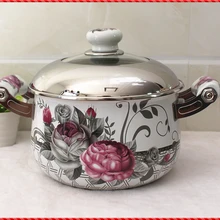 Утолщенная керамическая эмаль котелок для тушения посуда нержавеющая сталь крышка электромагнитной печи газ Универсальный визуальный суп горшок кастрюля