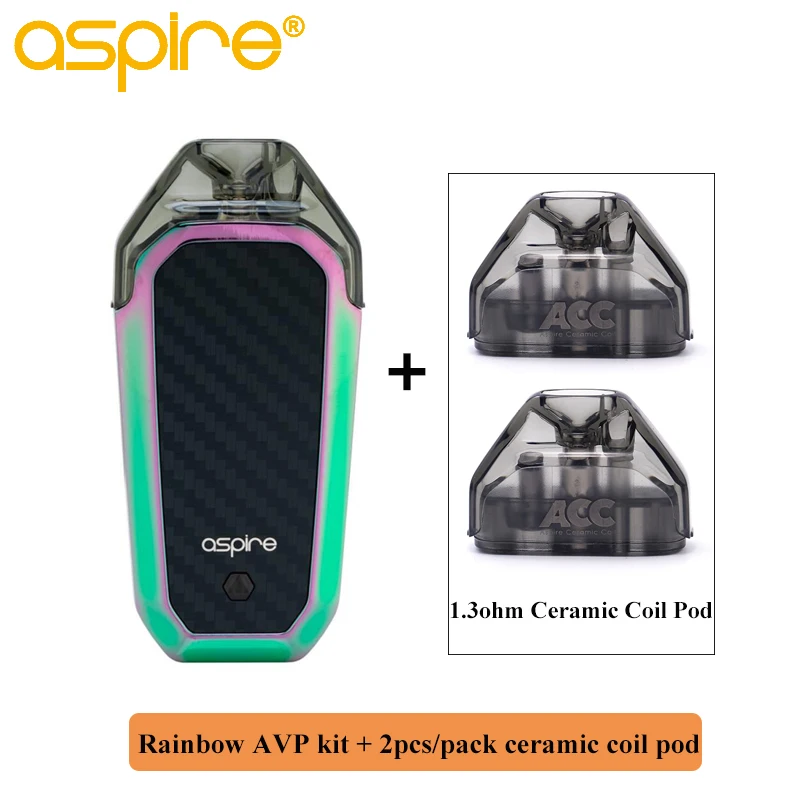 Набор электронных сигарет Aspire AVP Vape Kit 2 мл емкость Pod 1,2/1,3/700 Ом катушка встроенный аккумулятор мАч MTL стартовый комплект Vaper - Цвет: rainbow ceramic pod