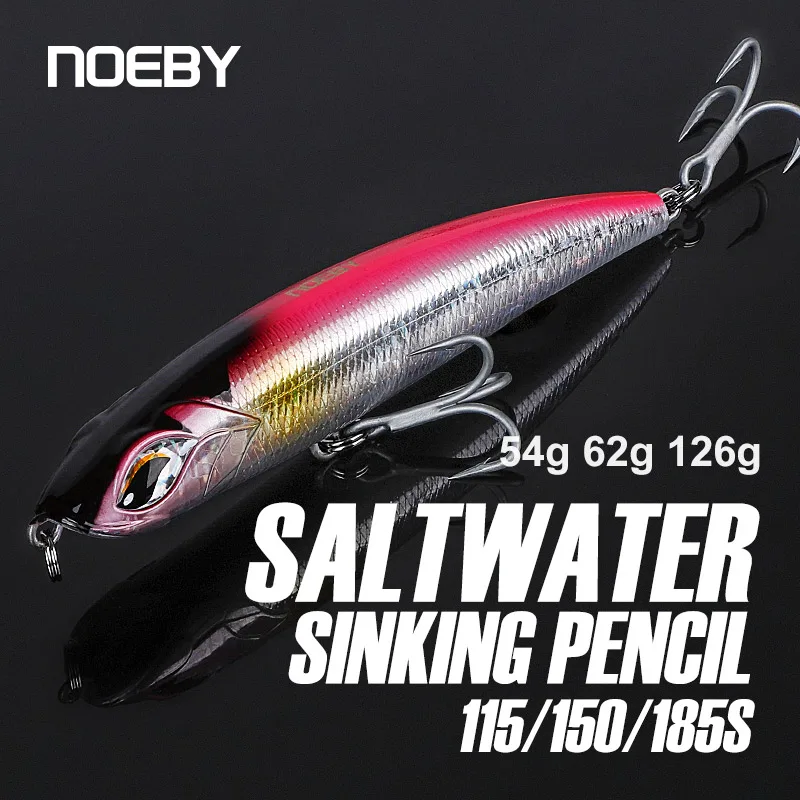 NOEBY Sinking Pencil Fishing Lure 115mm 54g 150mm 62g 185mm 126g Wobblers  Artificial Hard Baits for Bass Trolling Fishing Lures