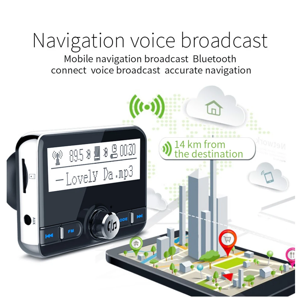 Музыка аксессуары Стерео Портативный 2,4 дюймов Экран громкой связи Bluetooth гарнитура для авто автомобиль радио Dual USB Bluetooth FM передатчик 12 V-24 V Зарядное устройство AUX Вход