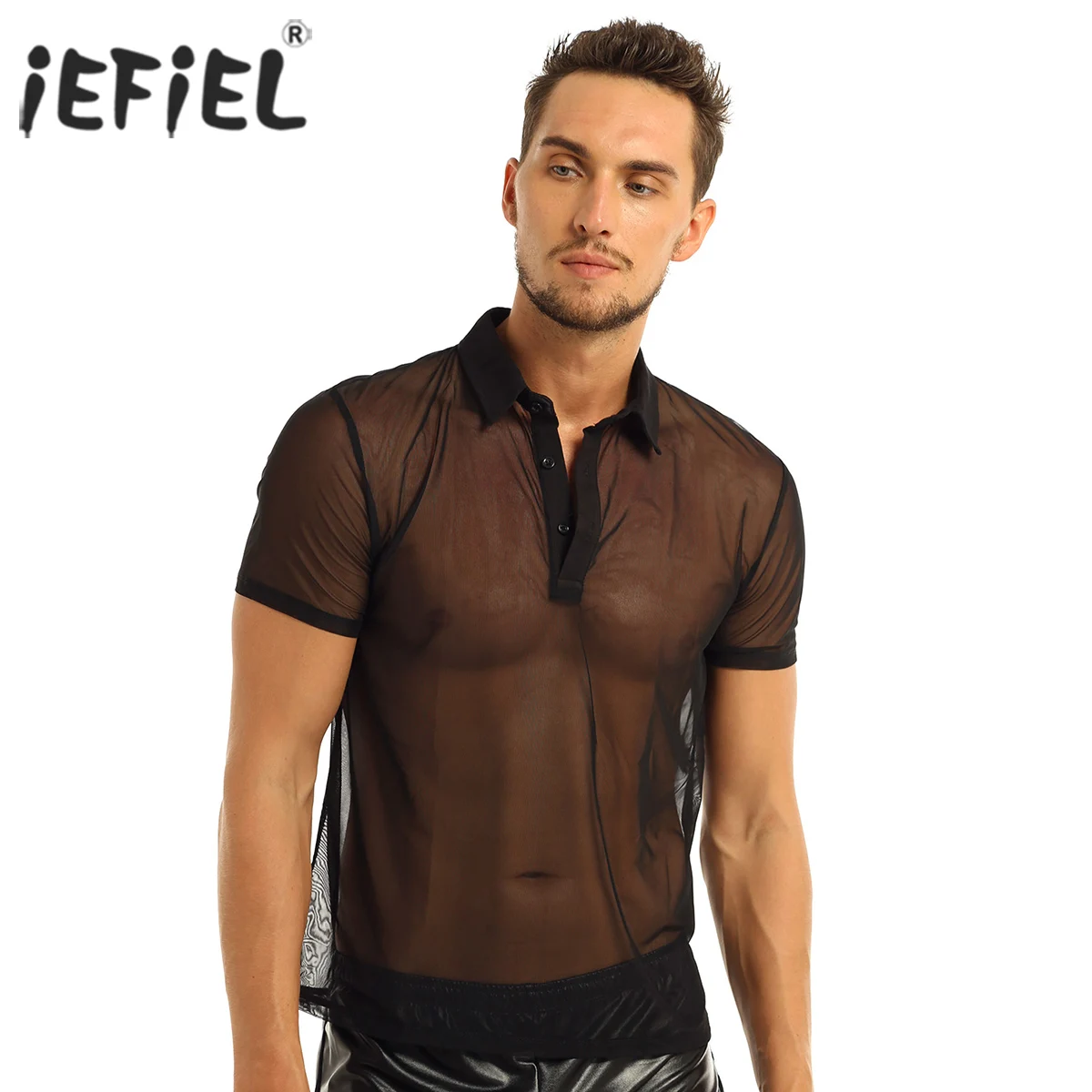 IEFiEL мужская летняя модная Клубная вечерняя футболка с коротким рукавом топ