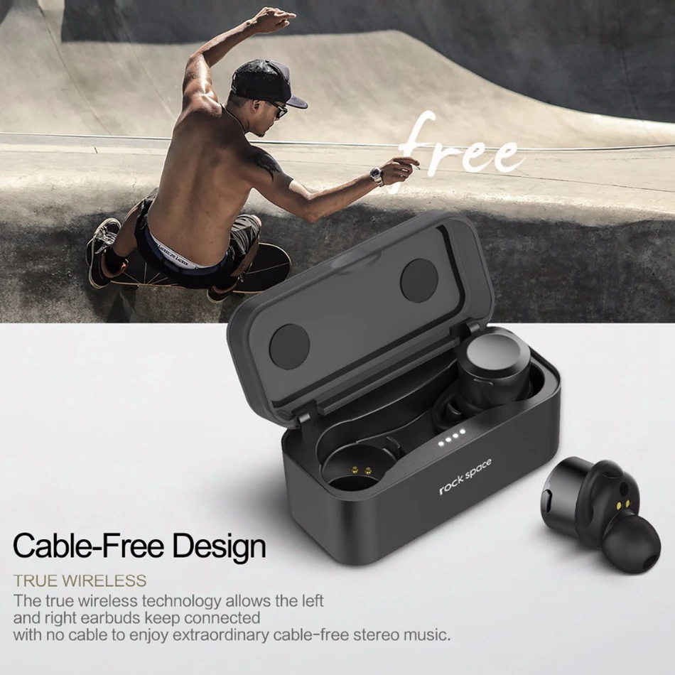 ROCK TWS 4,1 Bluetooth наушники портативные беспроводные наушники-вкладыши стерео звук с микрофоном зарядная коробка Наушники для iPhone Xiaomi