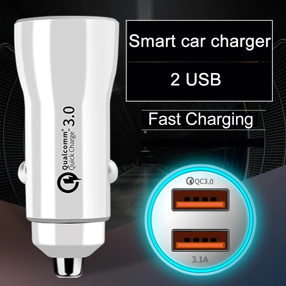 Автомобильное зарядное устройство Mini с двумя USB портами для Xiaomi Mi9 Mi8 mi 8 9 A2 lite Redmi
