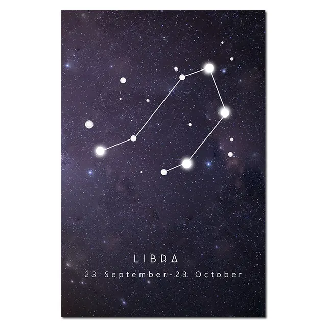 Rasi Bintang Dinding Modern Kanvas Lukisan Astrologi Zodiak Tanda Hitam Dan Putih Poster Cetakan Nordic Anak Dekorasi Gambar Painting Calligraphy Aliexpress