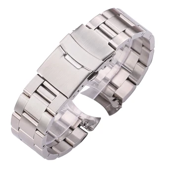 

20mm 22mm Stainless Steel Watch Bracelet Silver Black Curved End Watchbands Women Men Metal Watch Strap