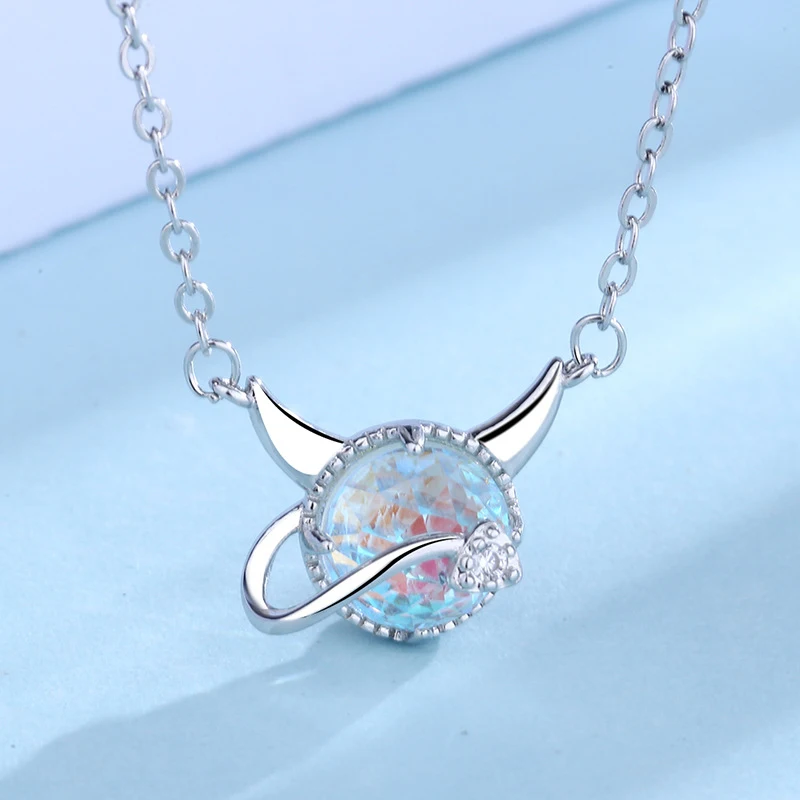 Cute Rhinestone Little Devil Pendant Necklace Women's Wedding Clavicle