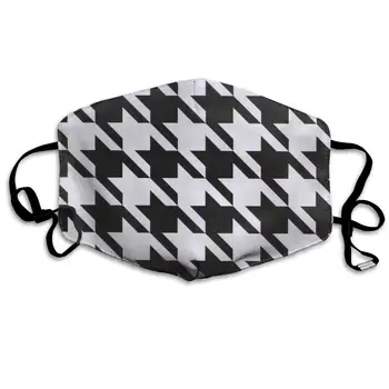 

Mouth Mask Houndstooth Black Print Masks - Breathable Adjustable Windproof Mouth-Muffle, Camping Running for Women and Men