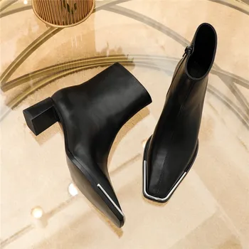 

side zipper High Heel Ankle Boots same boots metal top New autumn winter 2020 Chelsea