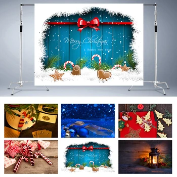 

Nitree Blue Wood Board Xmas Snow Christmas Gift Box Lantern Party Decoration Backdrop Photo Studio Props Photography Background