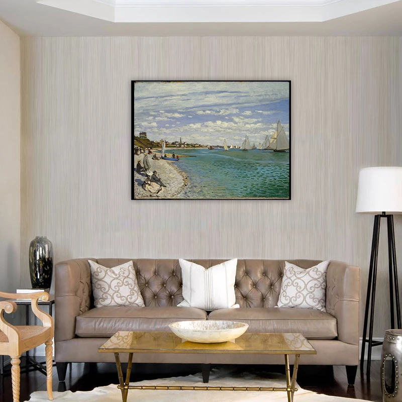 

diy painting by numbers Monet ImpressionRegatta at Sainte-Adresse impressionism Landscape Decoration Paint Handdrawn deco