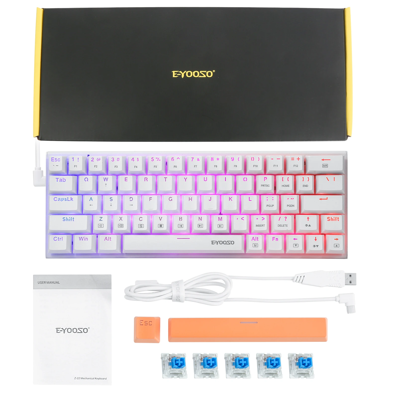 Teclado mecânico tenkeyless do jogo de huo ji, 84 chaves rgb led backlight  wired switch keyboard para o jogo de digitação do escritório, rosa -  AliExpress