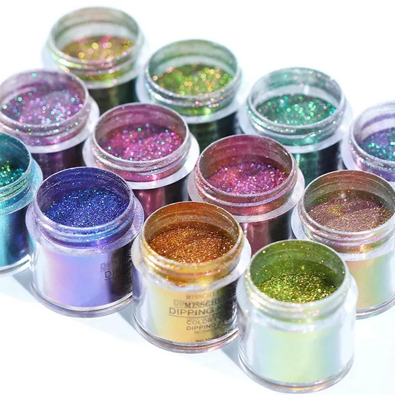 

Dipping Powder Holographic Dust Nail Art Decorations without Lamp Cured 10g All For Manicure Nails Glitter Dip Powder Drop Ship