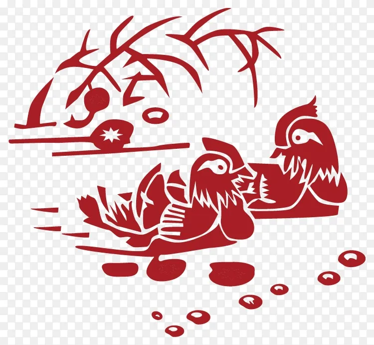 png农历新年剪纸十二生肖剪纸鸭图片