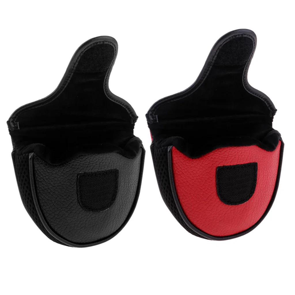 2 Pieces Golf Mallet Putter Cover Headcover Accessories- Performance PU Material, Black Red