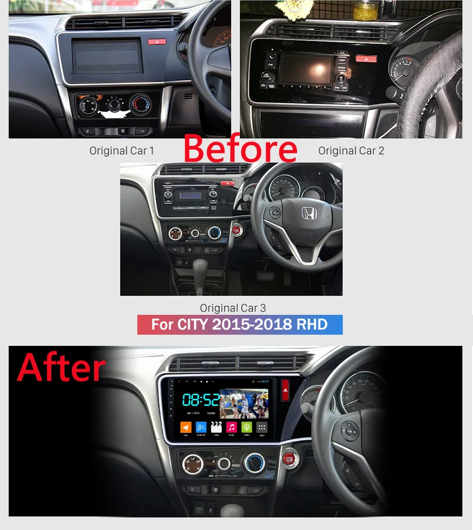 Android 8,1 автомобильный DVD 1din мультимедийная Navi система для Honda City- RHD Автомобильный gps навигатор стерео головное устройство BT SWC wifi