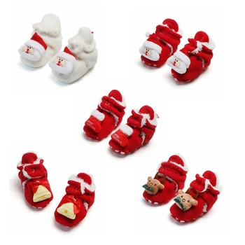 

Newborn Non-slip Soft Sole Shoe Winter Warm Toddler Baby Girl Boy Shoes Christmas Cartoon Print Cotton Cute Casual Shoes