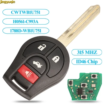 

jingyuqin Remote Car Key 315MHZ ID46 Chip For Nissan Keyless Entry Fob Transmitter CWTWB1U751 1788D-WB1U751 H0561-C993A 3/4 BTN