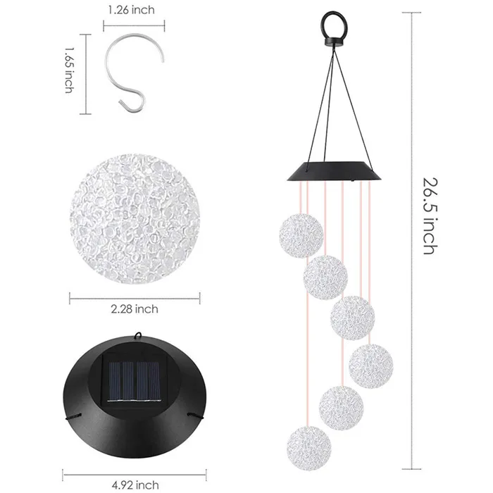 Crystal Ball Solar Wind Chime Light 11