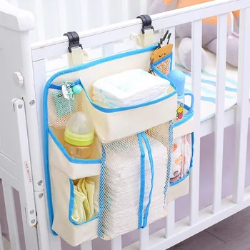 

Baby Nursery Organizer Kids Crib Bumper Diaper Organizer for Bed Hanging Storage Bag Newborn Nappy Multifunctional Container