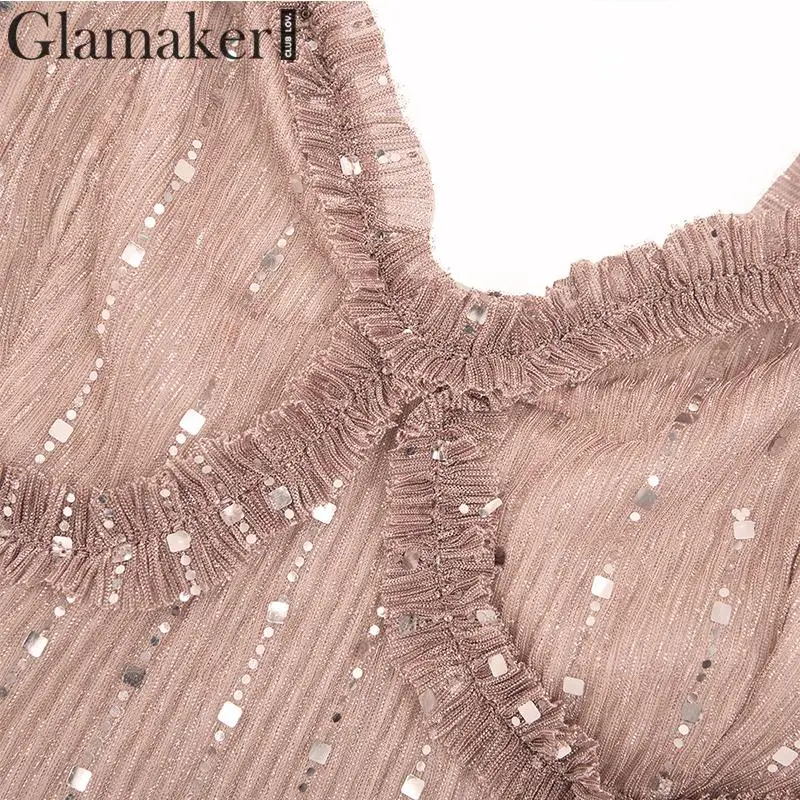 Glamaker, серебряное блестящее вечернее Золотое платье, сексуальное без спинки, без рукавов, элегантное плиссированное платье, облегающее, для вечеринки, для клуба, для девушек, зимний Сарафан
