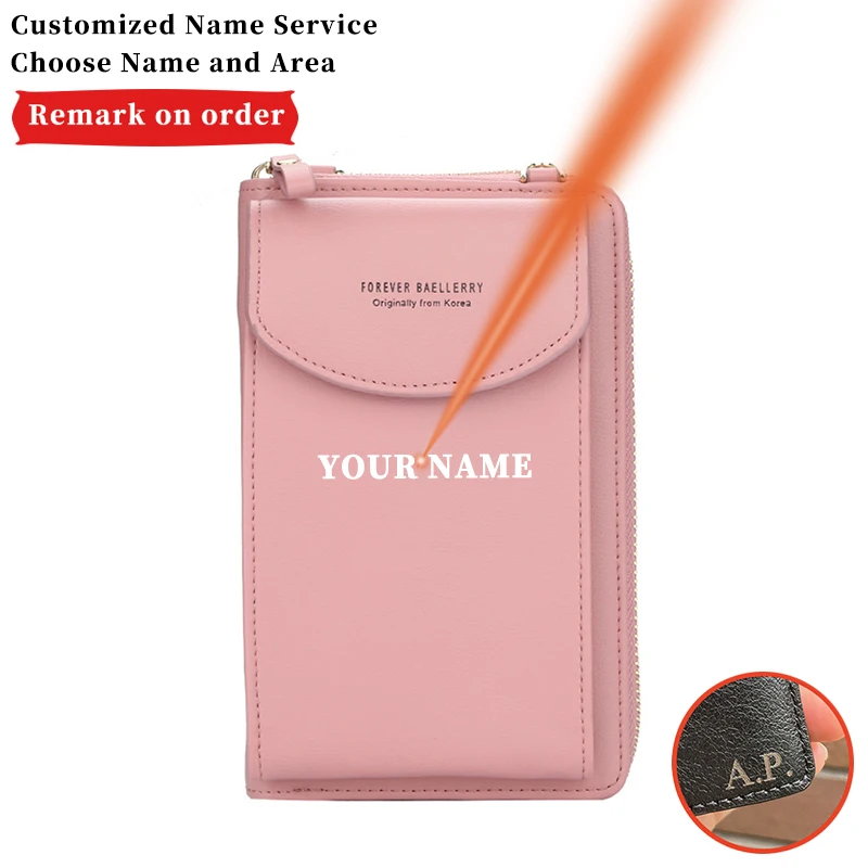 

Free Engraving Women's Wallet Zipper Hasp Paragraph Clutch Bag Small Diagonal Multi-function Solid Color Mobile Phone Long Purse