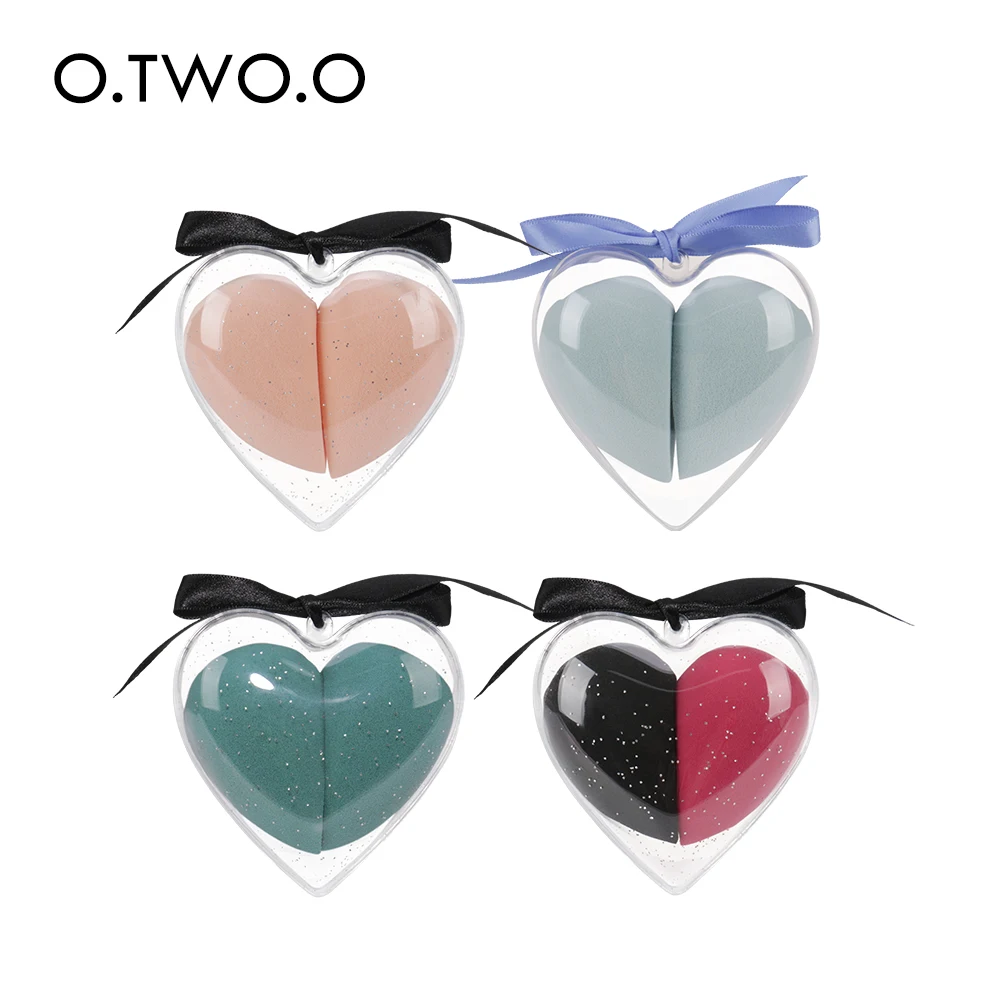 

O.TWO.O Face 2pcs/set Makeup Sponge Heart-Shape Box Non-Latex Material Cosmetic Puff Powder Foundation Use Beauty Make Up Tools