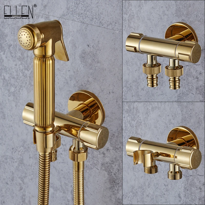 Gold Bidets Faucet Sprayer Toilet Corner Valve Handheld Hygienic Garden