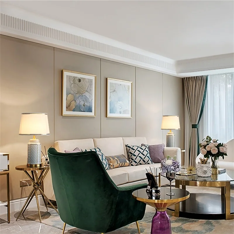 Латунные настольные лампы AOSONG керамический светильник для дома гостиной