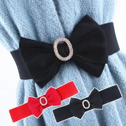 1PC Women Elegant Big Bow Elastic Waistbands Lady Stretchy Solid Color Ribbon Bow-Knot Waist Belt Dress Decoration Cumerbunds