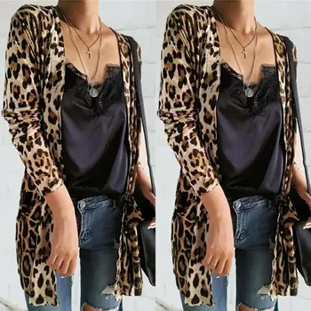 

Women's Leopard Print Open Front Jacket Coat Leopard Print Cardigan Tops Leopards Slim Fit Coat Outwear For Women