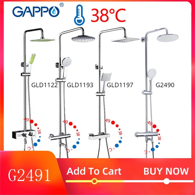 6454.57руб. 51% СКИДКА|GAPPO Термостатический смеситель для душа, Хромированный Цвет, для ванной, смеситель для душа, набор, водопад, дождь, душевая головка, кран для ванны, краны-in Смесители для душа from Товары для дома on AliExpress 