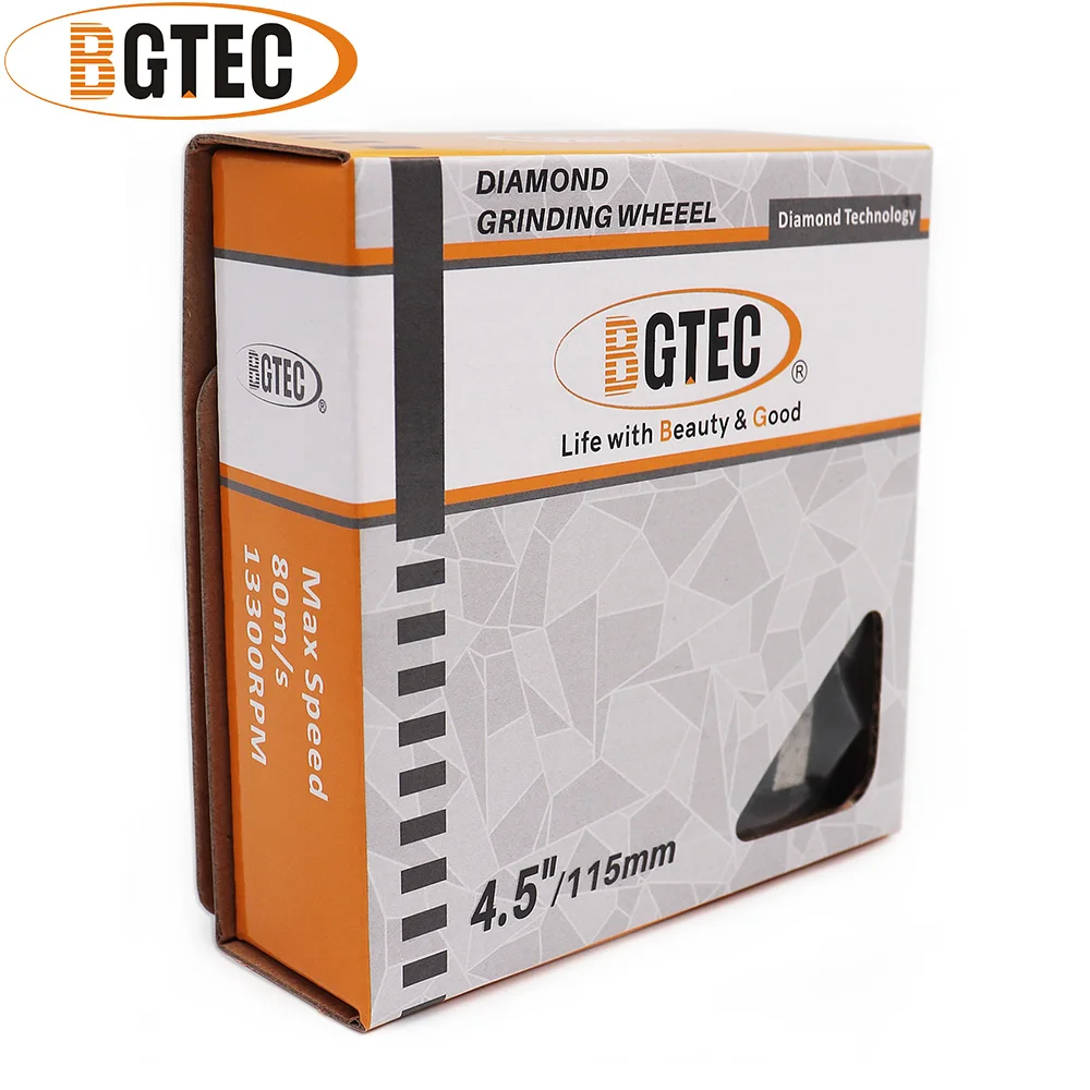 BGTEC 2pcs 4.5inch Diamond Turbo Row Grinding Cup Wheel 115mm Grinding discs for concrete, Masonry, construction material
