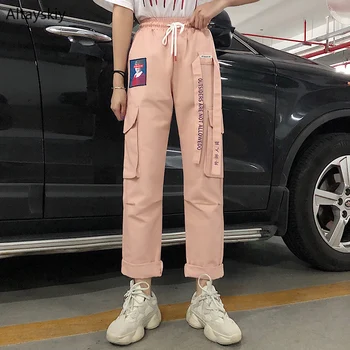 

Pants Women Summer 2020 New Trendy Printed Womens Loose Elastic Waist Leisure Daily Pockets Harajuku Hip Hop Female Girls Retro
