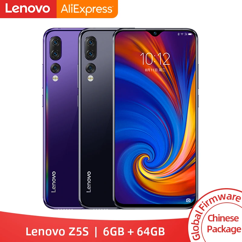 Мобильный телефон lenovo Z5s Snapdragon 710 с глобальной прошивкой, четыре ядра, 6 ГБ, 64 ГБ, Face ID, 6,3 дюймов, AI, тройная задняя камера, Android P
