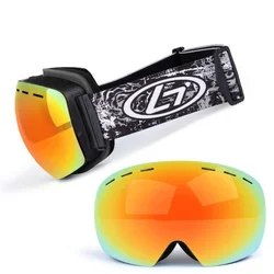 Anti-fog Ski Goggles Durable Practical Impact-resistant Design Men Women 100% UV Protection Anti-fog Snowboard Goggles Glasses